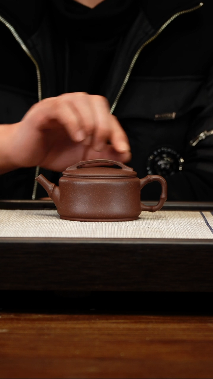 茶壶紫砂手磨料竹韵