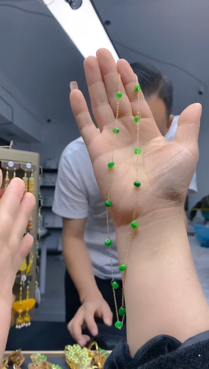 【闪购商品】翡翠耳饰合金83翡翠锁骨链