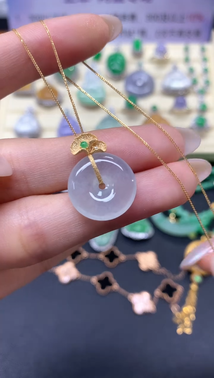 【闪购商品】翡翠套链18K金镶嵌套链|1300+130