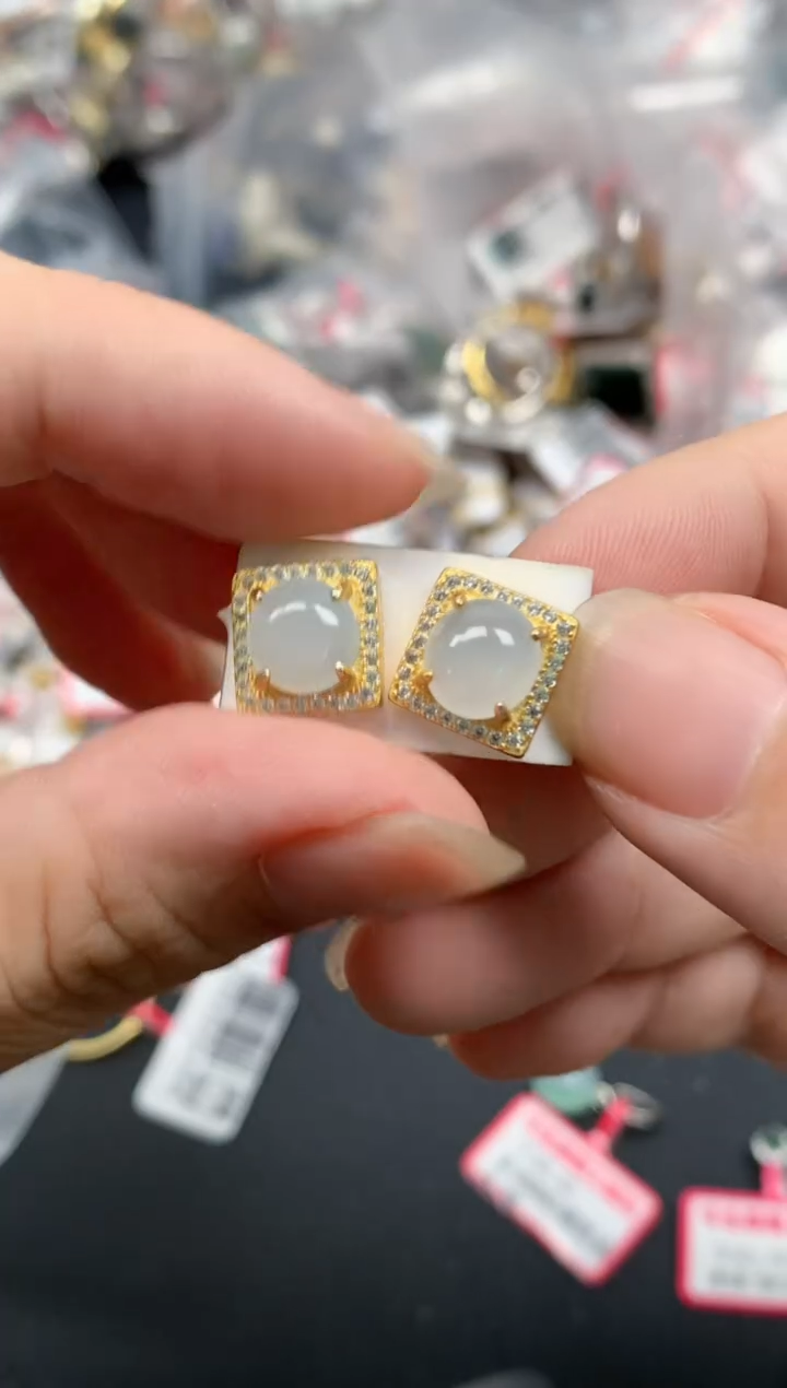 翡翠戒指银S925镶嵌天然A货缅甸翡翠