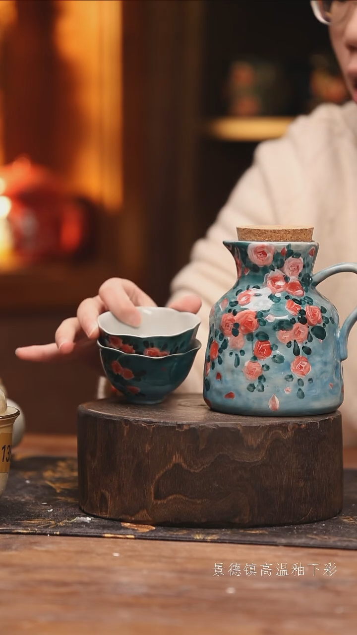 陶瓷景德镇高温釉下手绘陶瓷@L748@