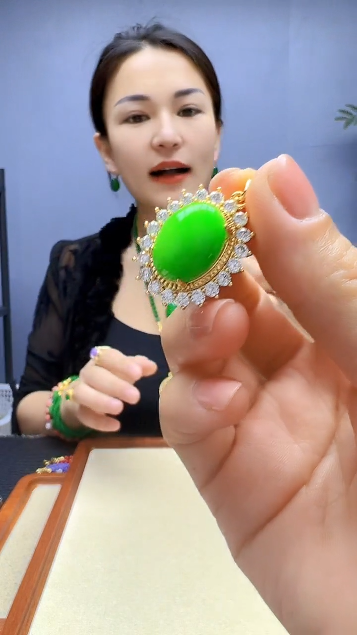 翡翠14K金镶嵌颈饰静柏diy严选颈饰
