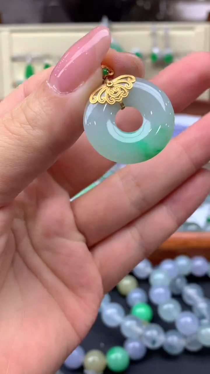 【闪购商品】翡翠颈饰18K金镶嵌4-天然翡翠