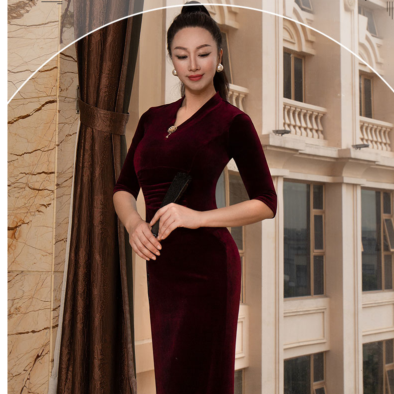 XT1151舞姿翼修身形体衣礼仪服新款训练走秀肚皮舞练功服舞蹈旗袍