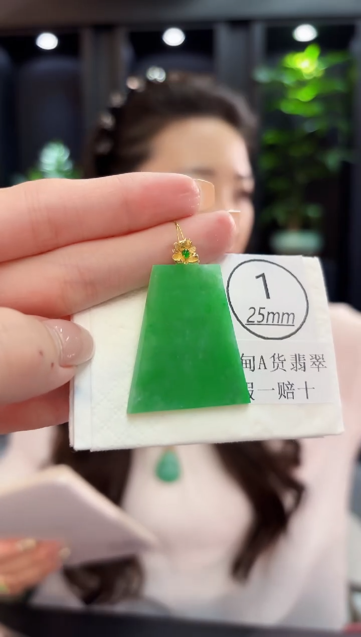 颈饰18K金镶嵌翡翠 缅料A货/支持复检/一件