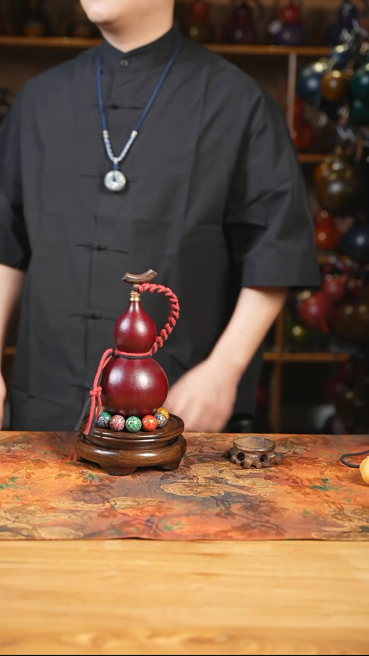 KH042大漆酒葫芦-不包手串及旋转底座