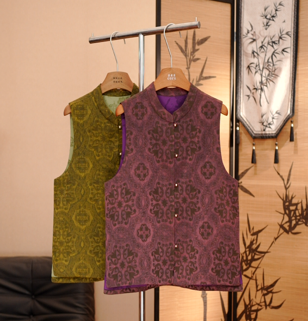 【雾里】双面穿新中式中国风香云纱油丝提花老料立领国潮