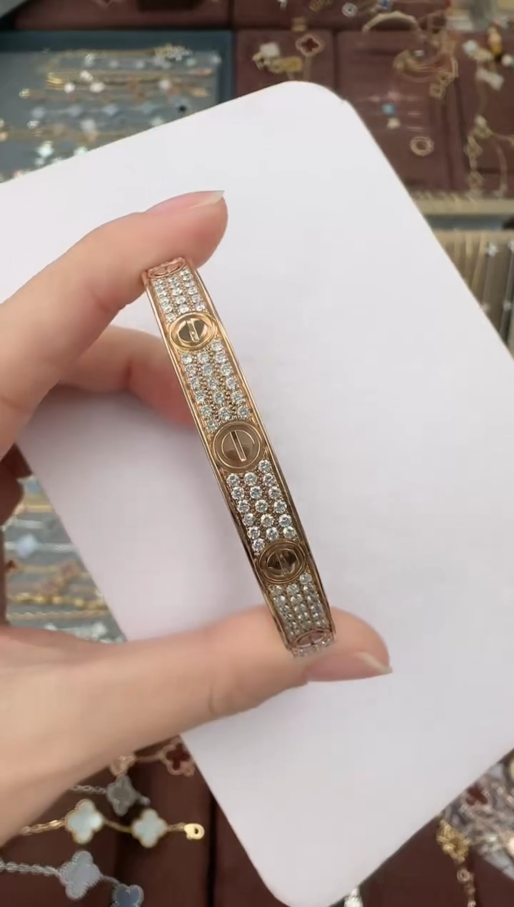 【闪购商品】钻石手镯18K金镶嵌满天星手镯（16圈）