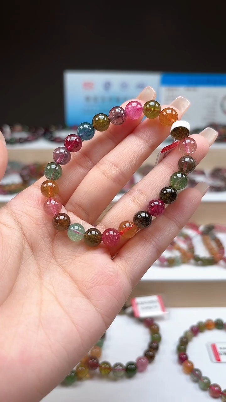 【闪购商品】碧玺手串未镶嵌7.9mm巴西老料玻璃体糖果色单圈手串