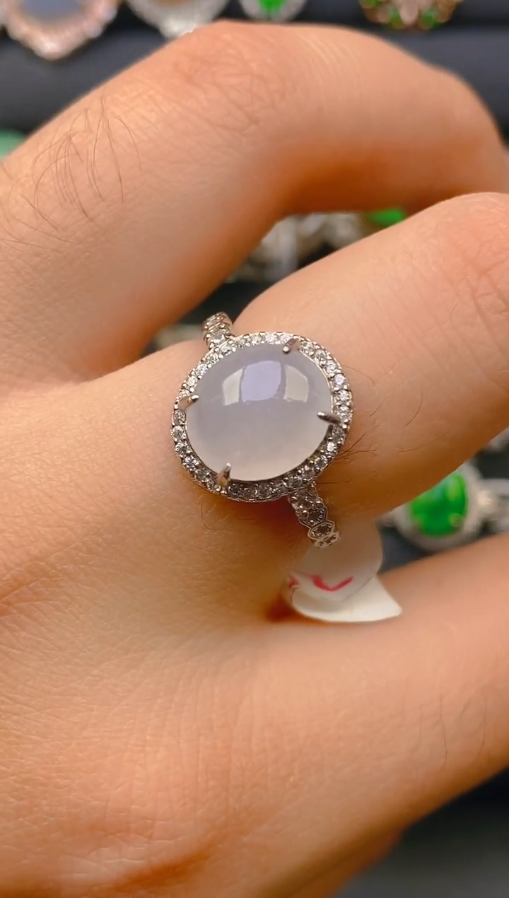 【闪购商品】翡翠戒指银S925镶嵌天然A货翡翠1