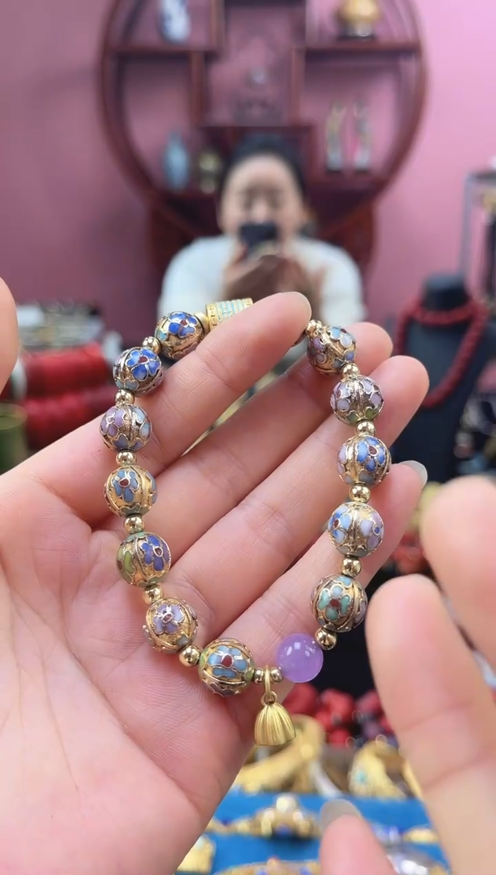 非遗 景泰蓝金地手串 4瓜棱1.0