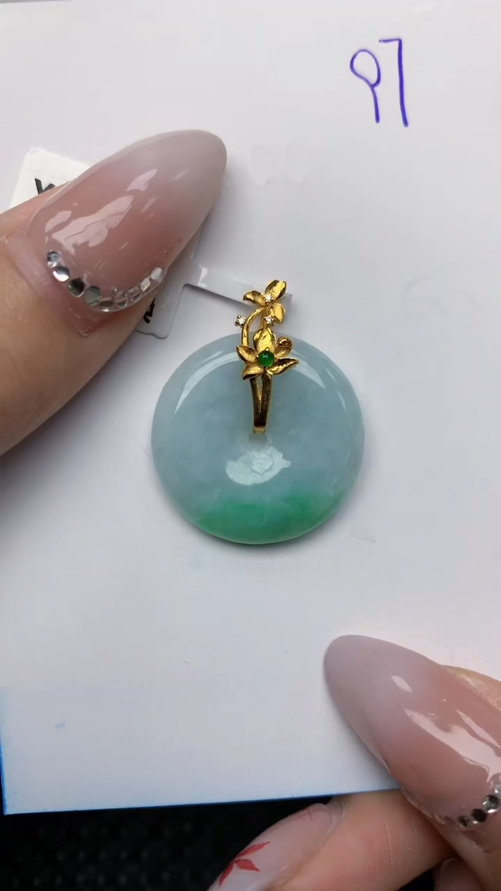 【闪购商品】翡翠颈饰18K金镶嵌天然翡翠a货
