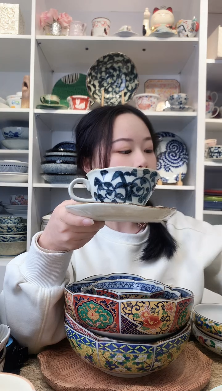 陶瓷章鱼唐草咖啡杯碟