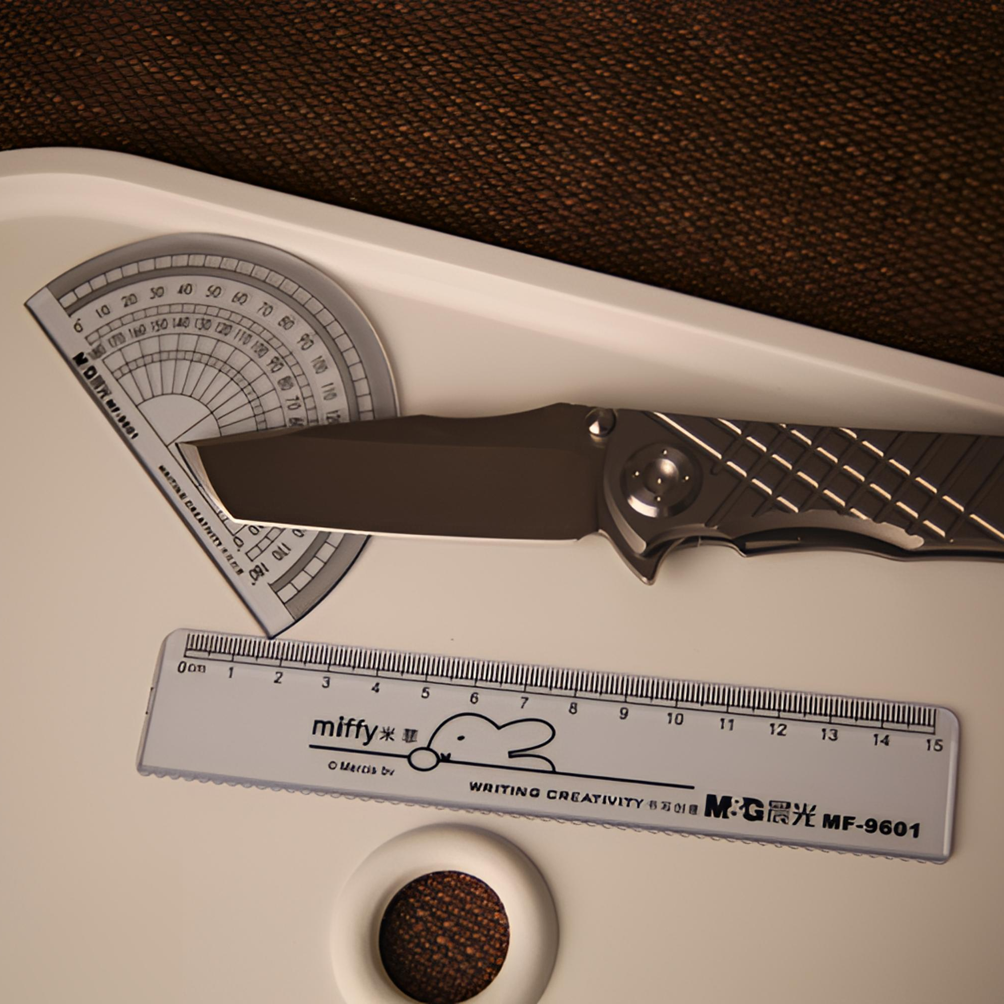 大酋长钛柄+奥地利N690几何头斜纹 CR折刀