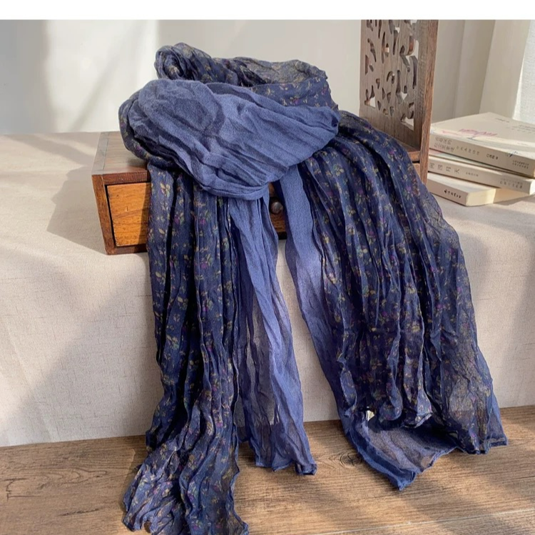 小碎花拼色冬季保暖围巾拼色旅游拍照休闲民族风围巾护颈薄款围脖