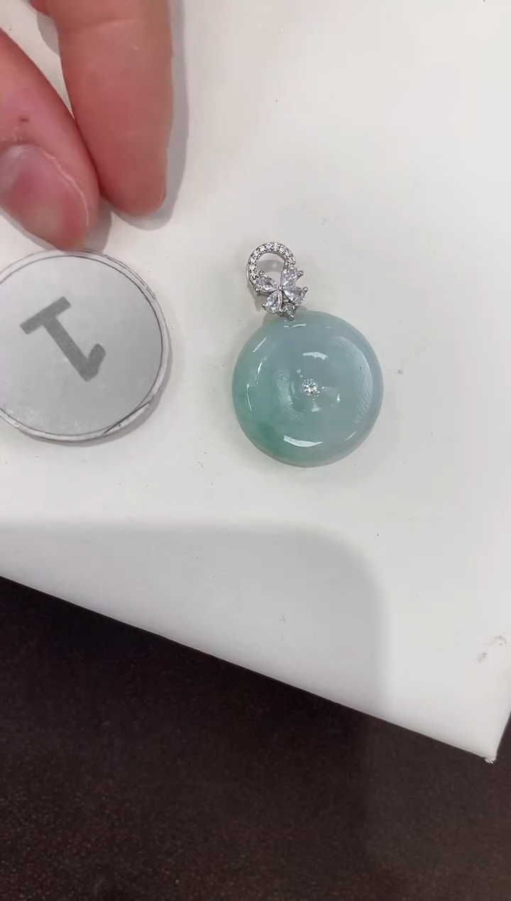 颈饰银S925镶嵌翡翠天然缅甸A货翡翠