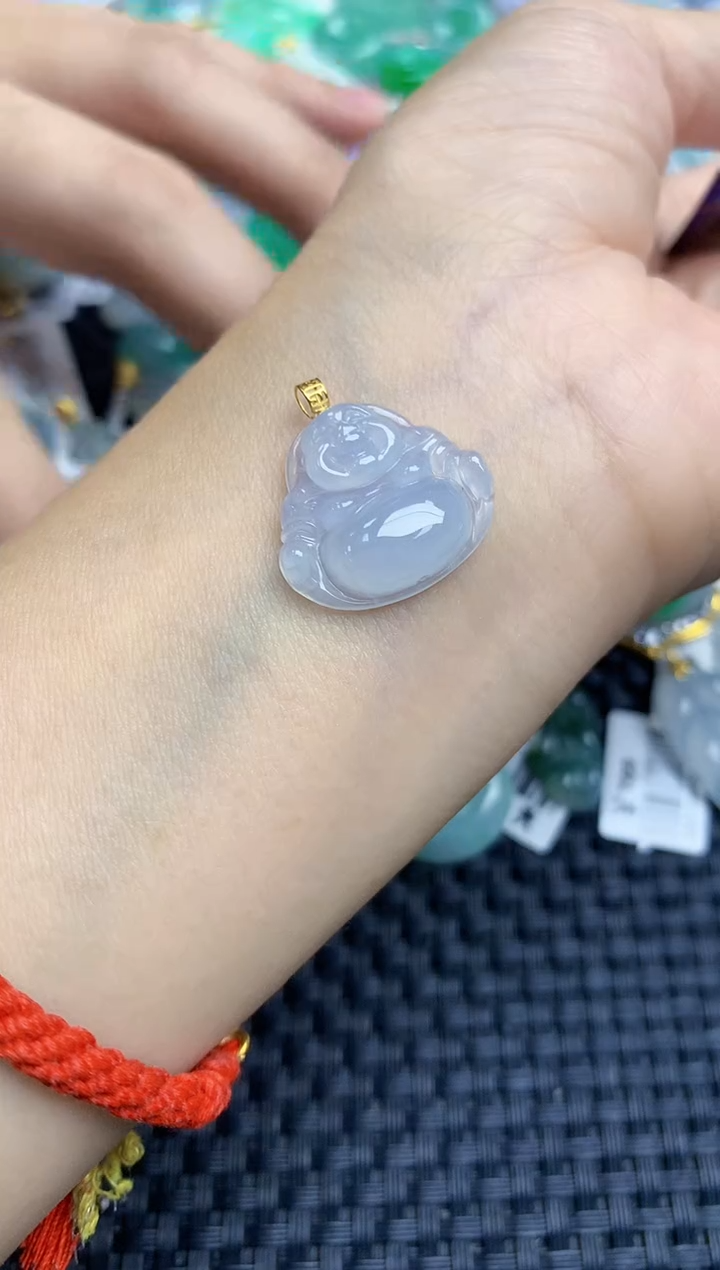 颈饰18K金镶嵌翡翠天然缅甸A货翡翠百元以上9元证书费自理