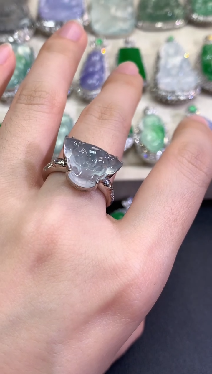 【闪购商品】翡翠戒指18K金镶嵌C32