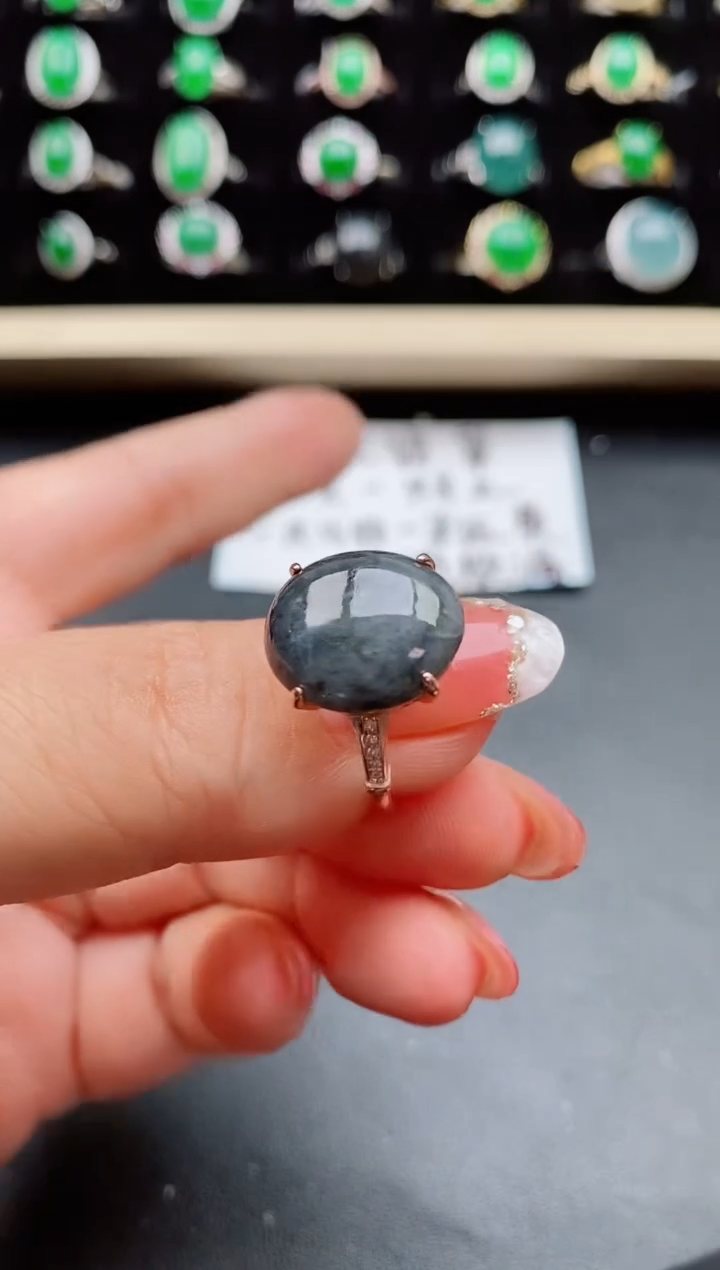 【闪购商品】翡翠戒指银S925镶嵌058005