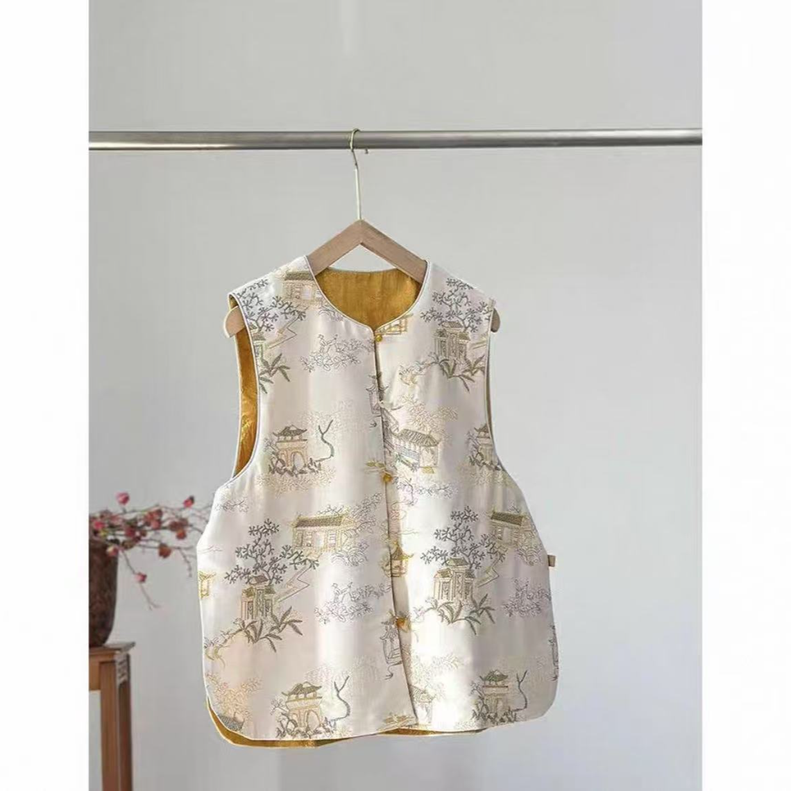 【山水画】新中式国风重工刺绣双面双穿25年春款马甲高定百搭时尚