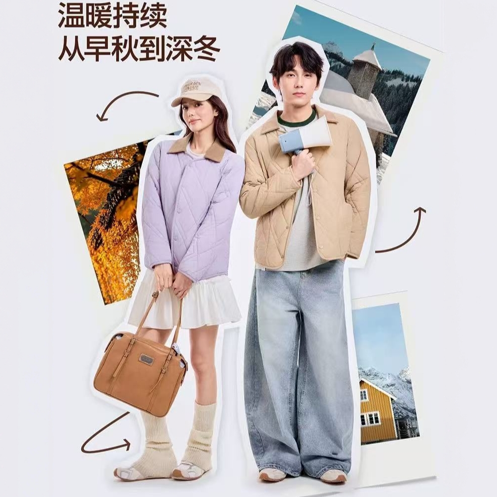 茉澜秋冬男女同款绗缝绵羊毛外套外穿百搭蓄热防寒保暖冬季纯色