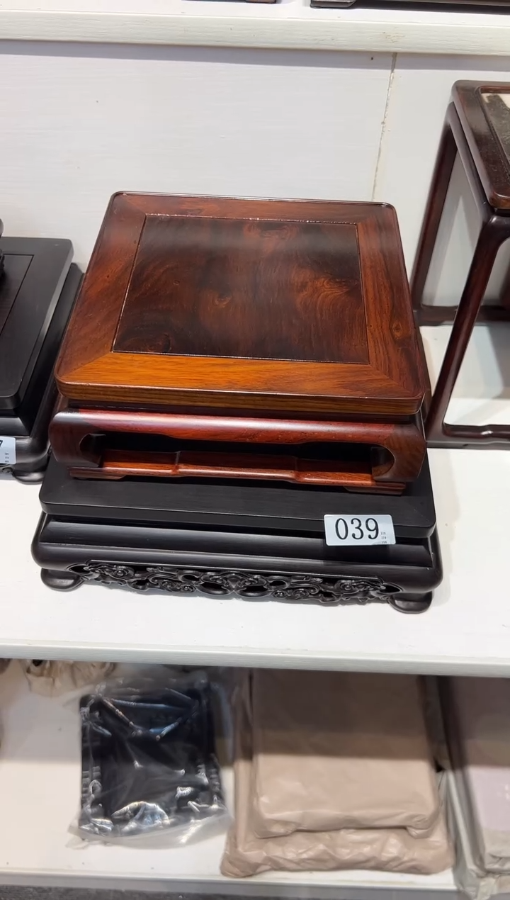 财**景紫光檀大红酸枝工艺品底座