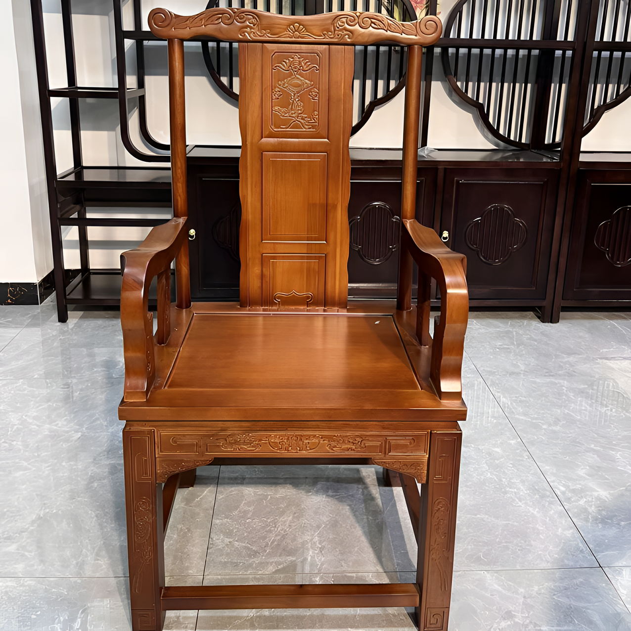 实木单人仿古靠背椅新中式客厅禅意桌椅古典书房茶椅书椅家用简约