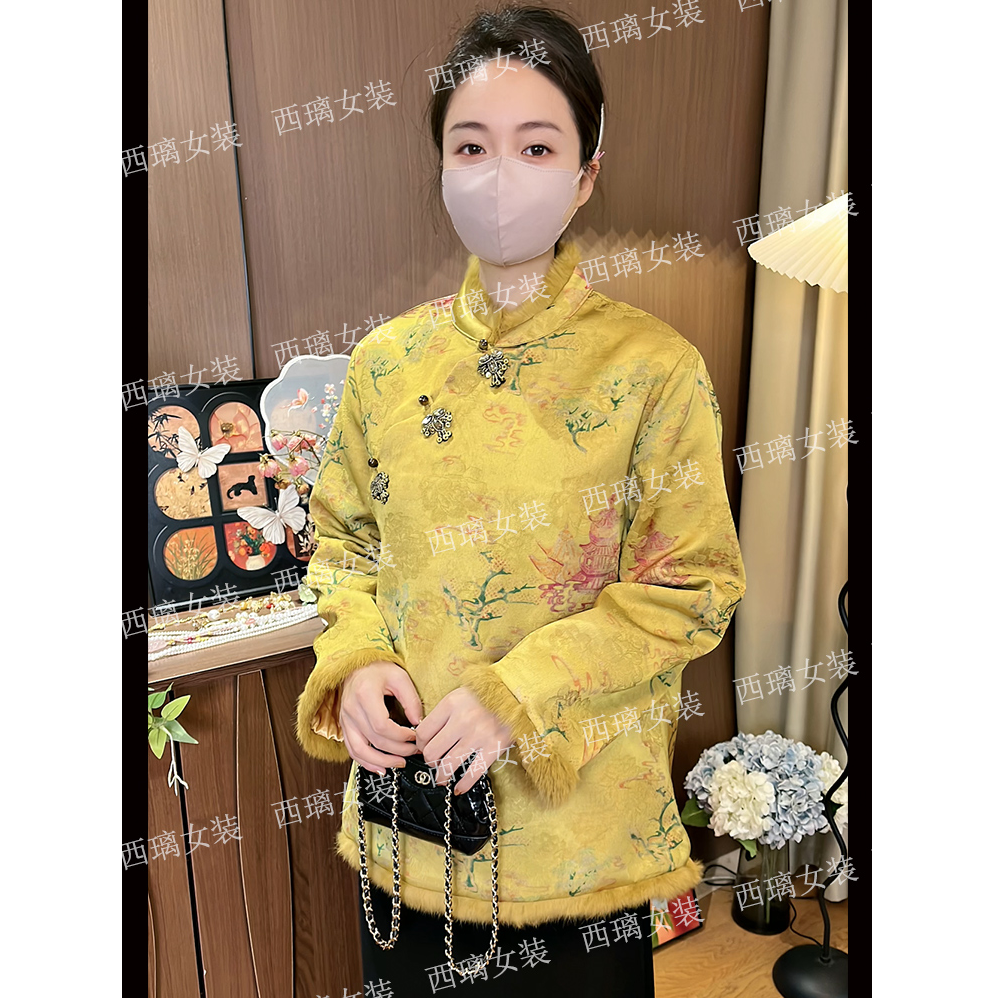 兔毛【秋有色】棉服新中式中国风棉衣外套女士棉袄上衣盘扣