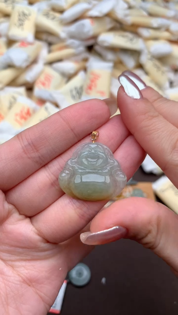 【闪购商品】翡翠挂件18K金镶嵌一