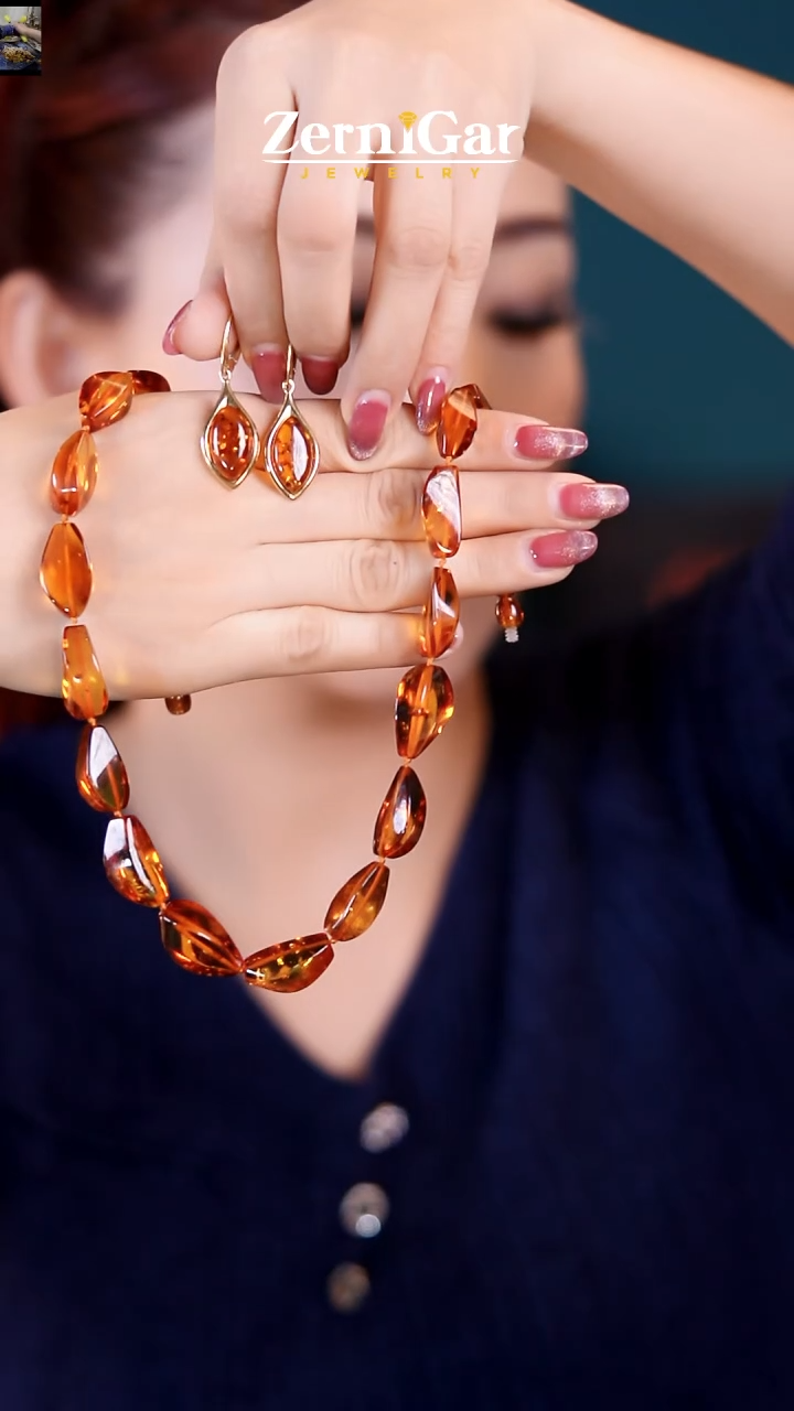 【闪购商品】琥珀颈饰未镶嵌天然琥珀两件套