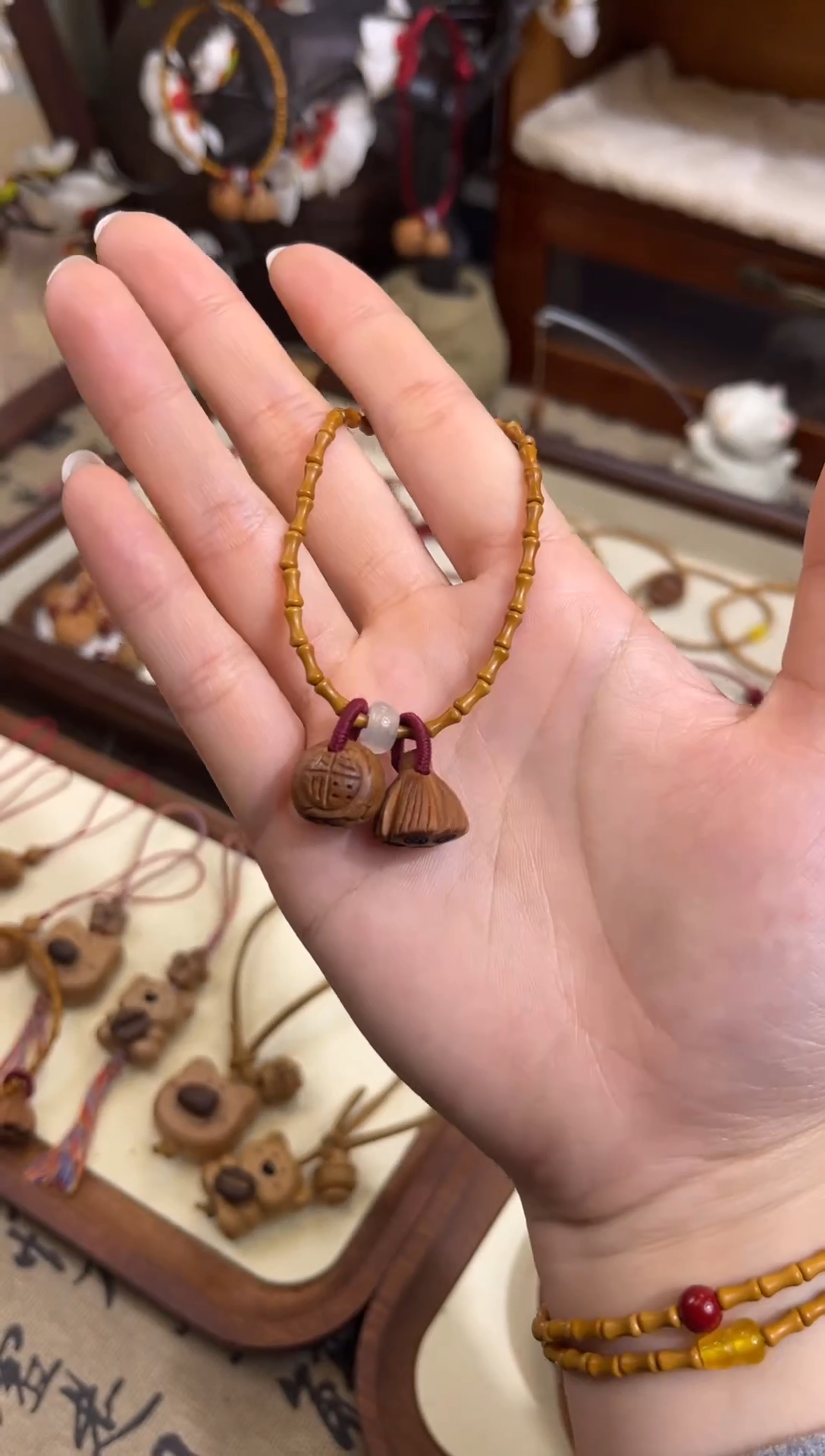 手串桃核【桃缘序】竹节「福气莲莲」桃木桃核辟、挡、驱、护 备注手围