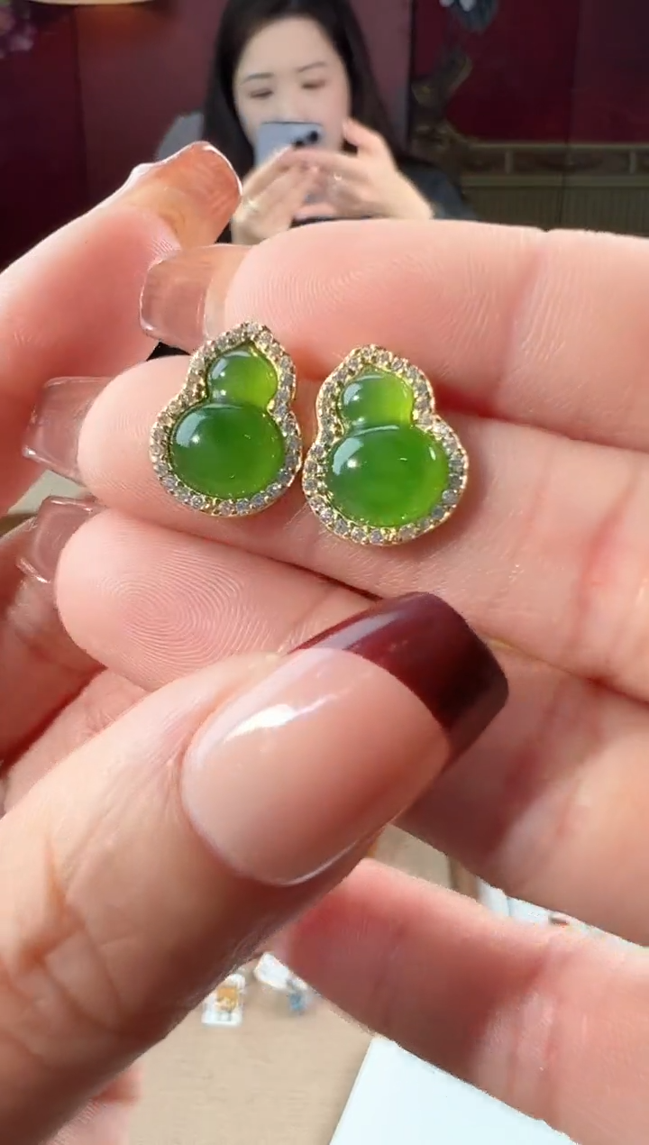 【闪购商品】翡翠耳饰银S925镶嵌KT24120501