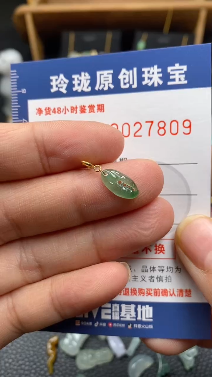 【闪购商品】翡翠颈饰18K金镶嵌翡翠净货27809