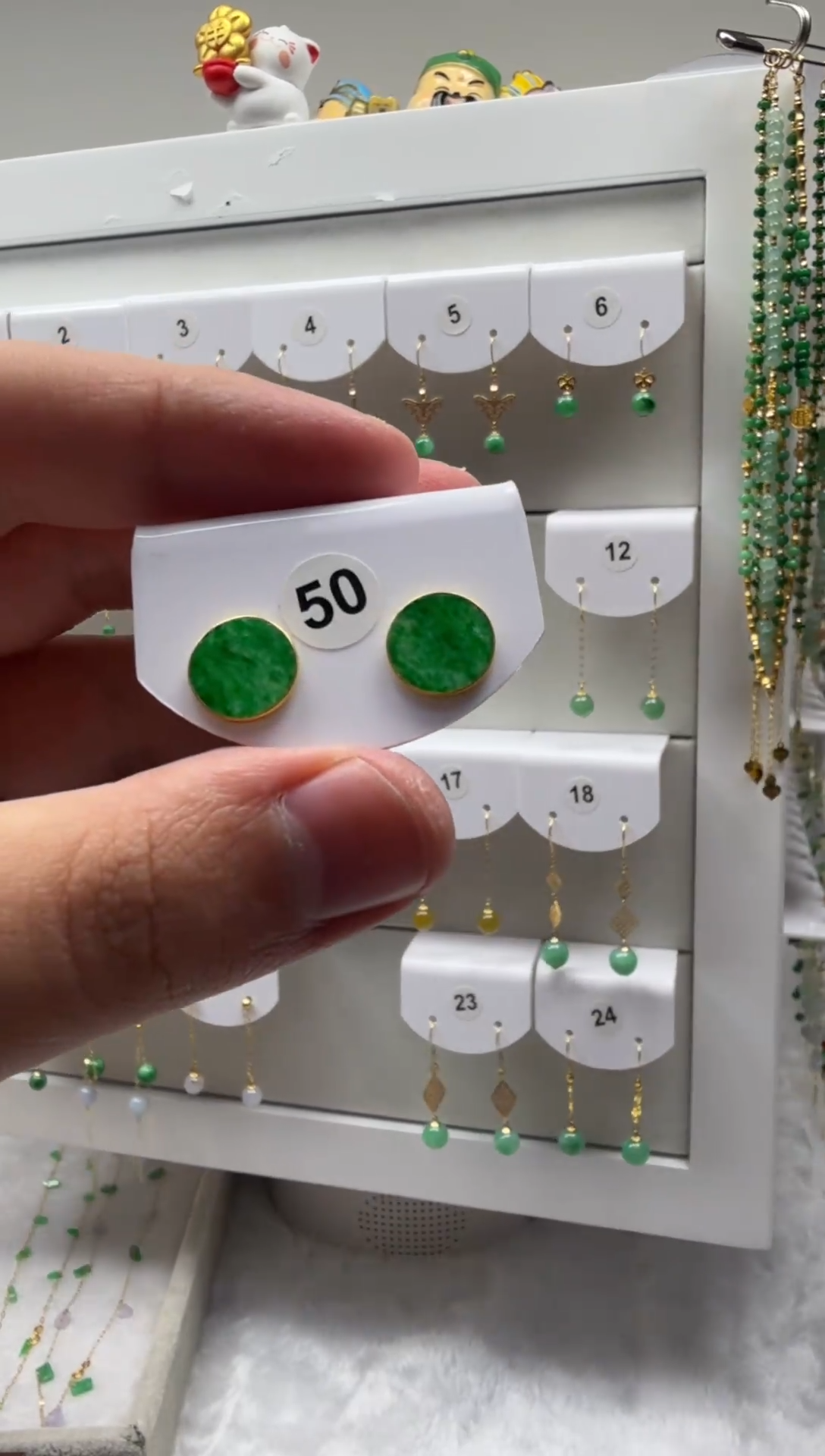 18K金镶嵌翡翠耳饰缅甸天然翡翠a货