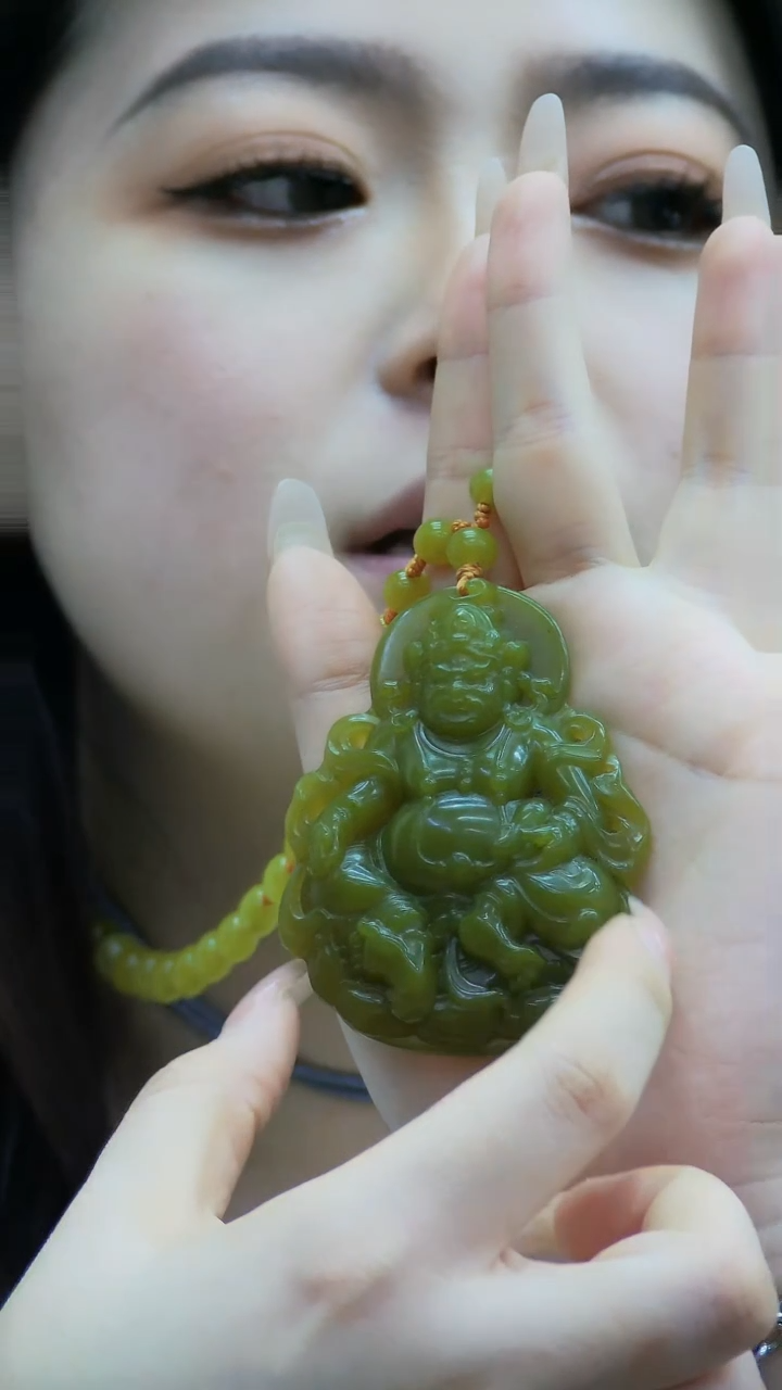 【闪购商品】蛇纹石玉财神未镶嵌项链