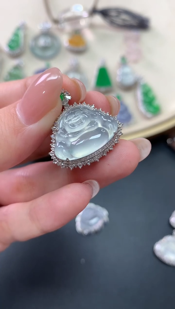 翡翠18K金镶嵌吊坠(不含链)Y264|15800