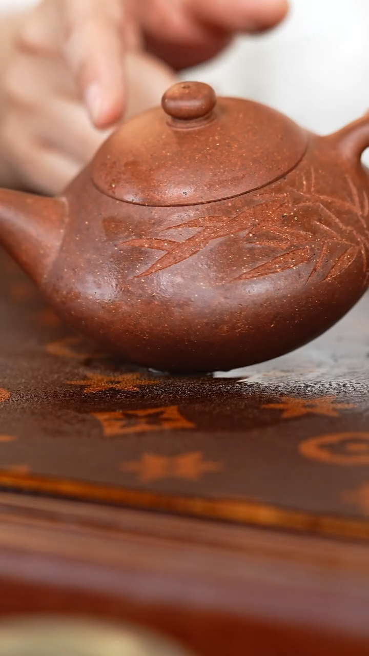 茶壶紫砂老*驴桃花泥刻绘文旦