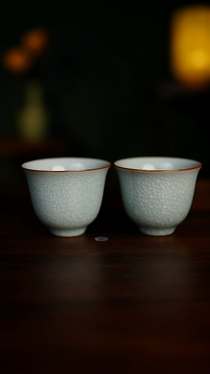 【闪购商品】冰花釉 铃铛杯 圈足烧 2只