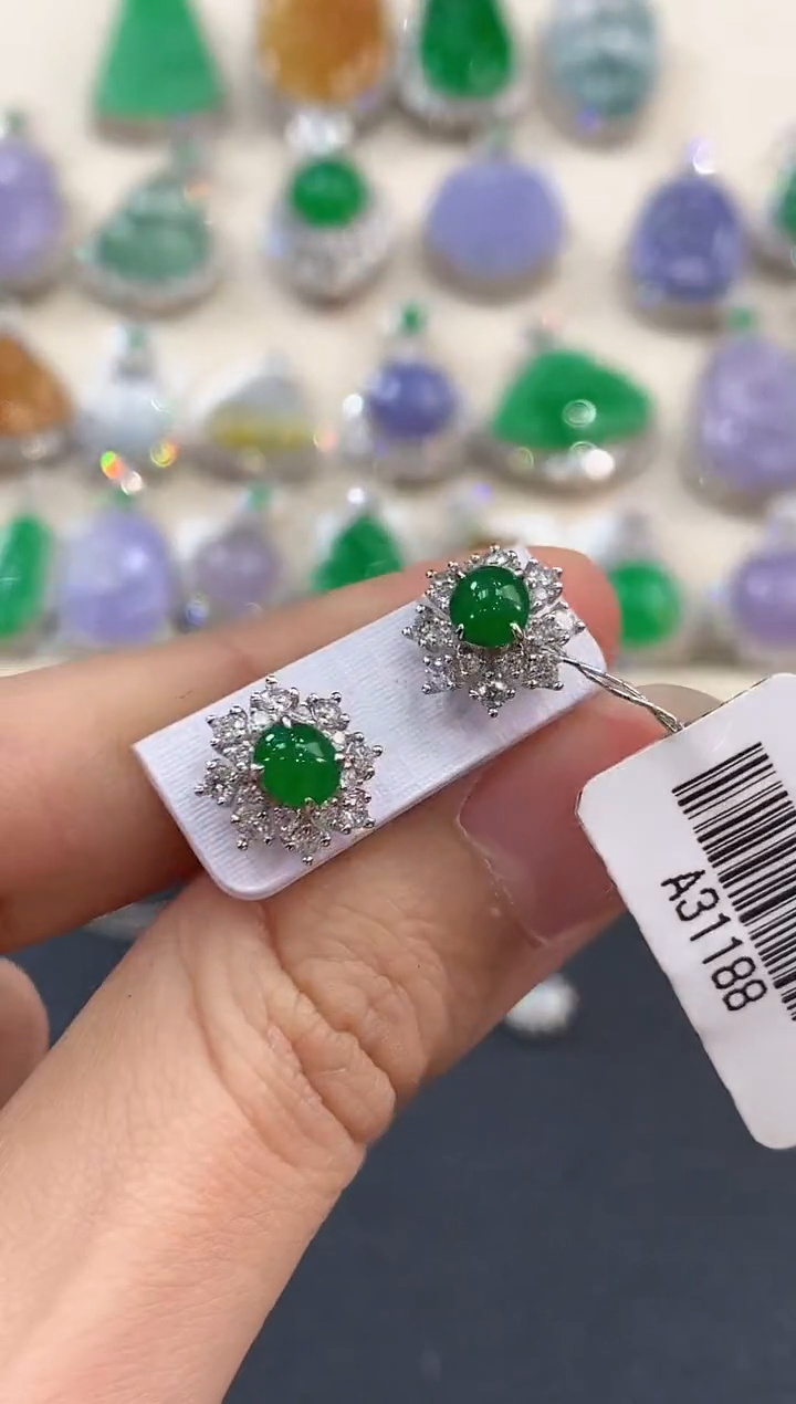 【闪购商品】翡翠耳饰18K金镶嵌B175多样性一件发货