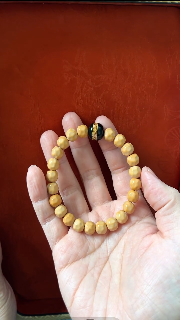 手串菩提未镶嵌猴头无相手串配黑青大漆单珠