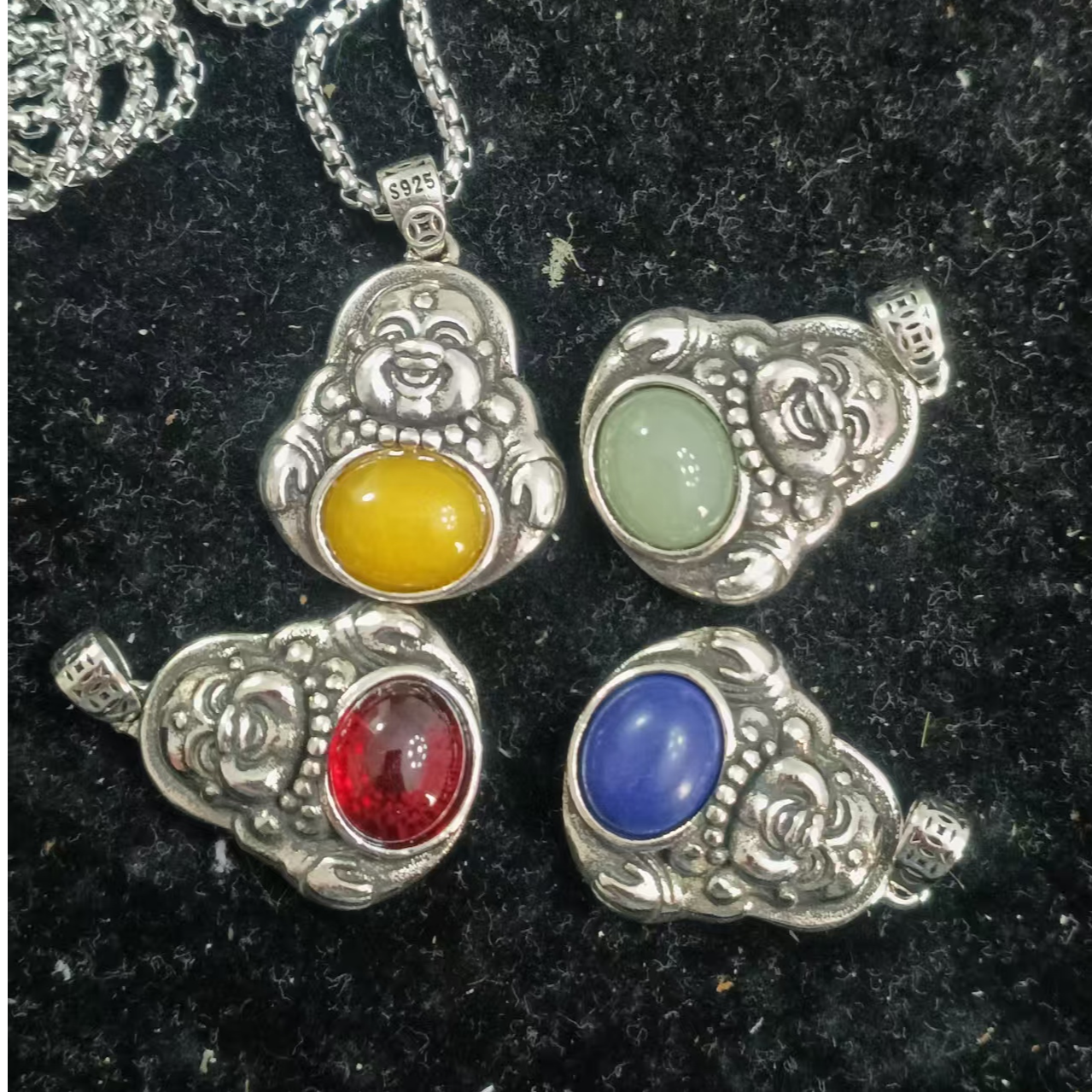 吊坠925银 s925银镶嵌各多样性宝石时尚精美佛头毛衣链