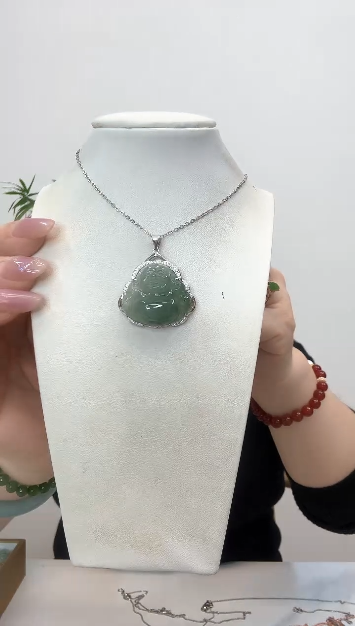 【闪购商品】翡翠吊坠(赠链)银S925镶嵌佛公