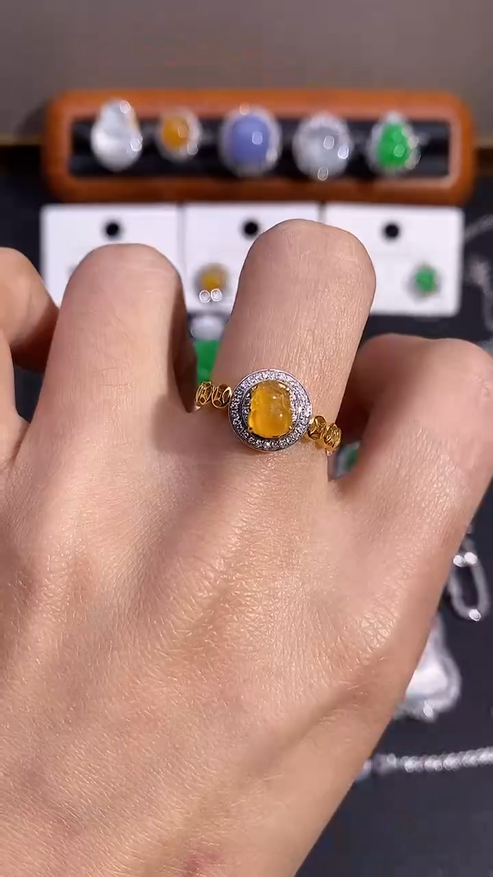 【闪购商品】翡翠戒指18K金镶嵌戒指