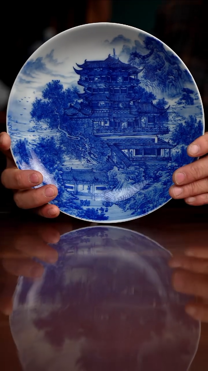 自成堂柴窑青花滕王阁壶承