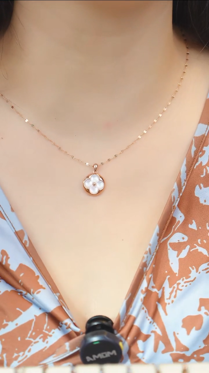 项链贝壳（贝母）18K金镶嵌老花