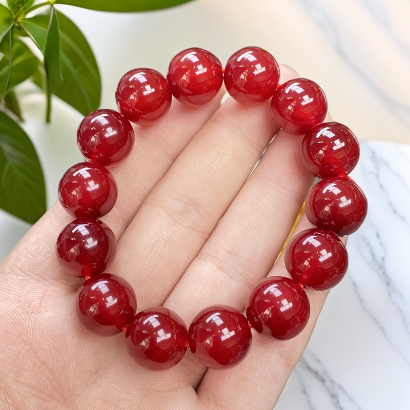 鸽血红圆珠玛瑙玉石手串尺寸14mm14颗