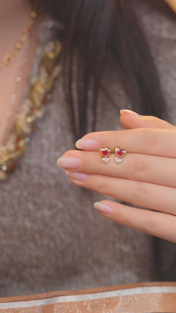 【闪购商品】红宝石耳饰18K金镶嵌（0.88ct）@@U7740