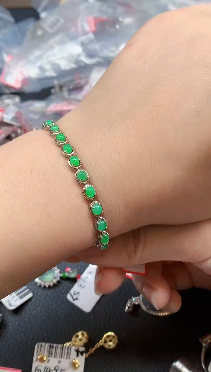 银S925镶嵌戒指翡翠天然A货缅甸翡翠