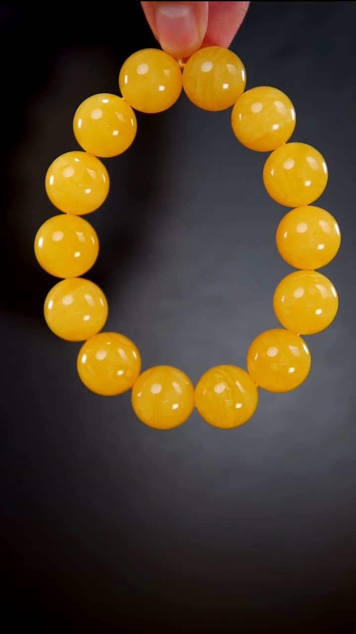 手链琥珀未镶嵌焦皮料圆珠手串40.23