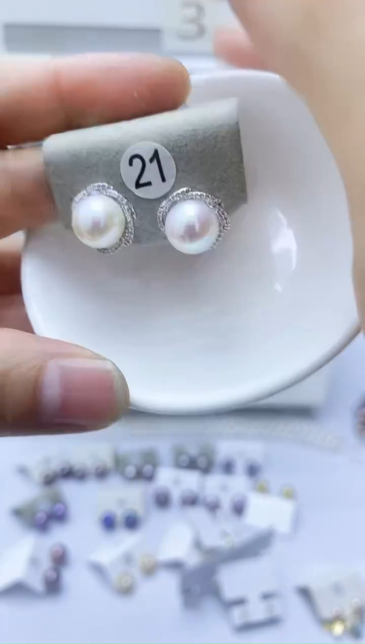 【闪购商品】淡水珍珠耳饰银S925镶嵌21